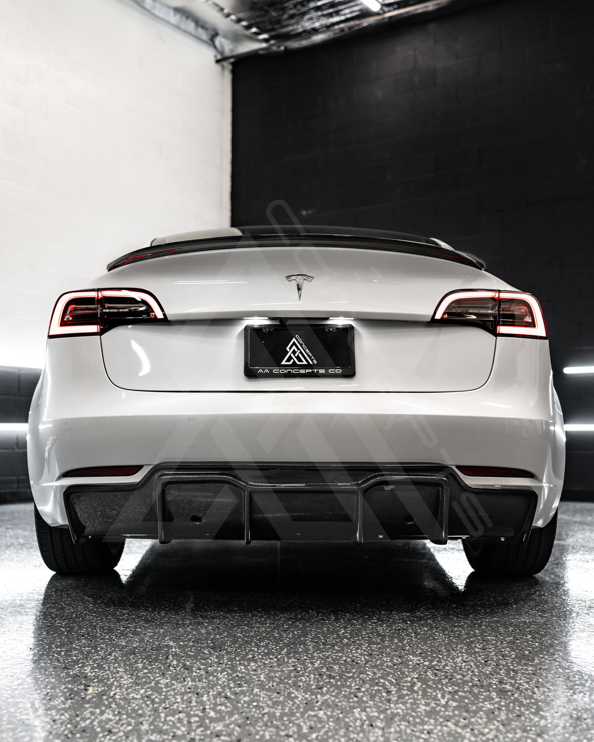 Tesla Model 3 Carbon Fiber V Style Diffuser