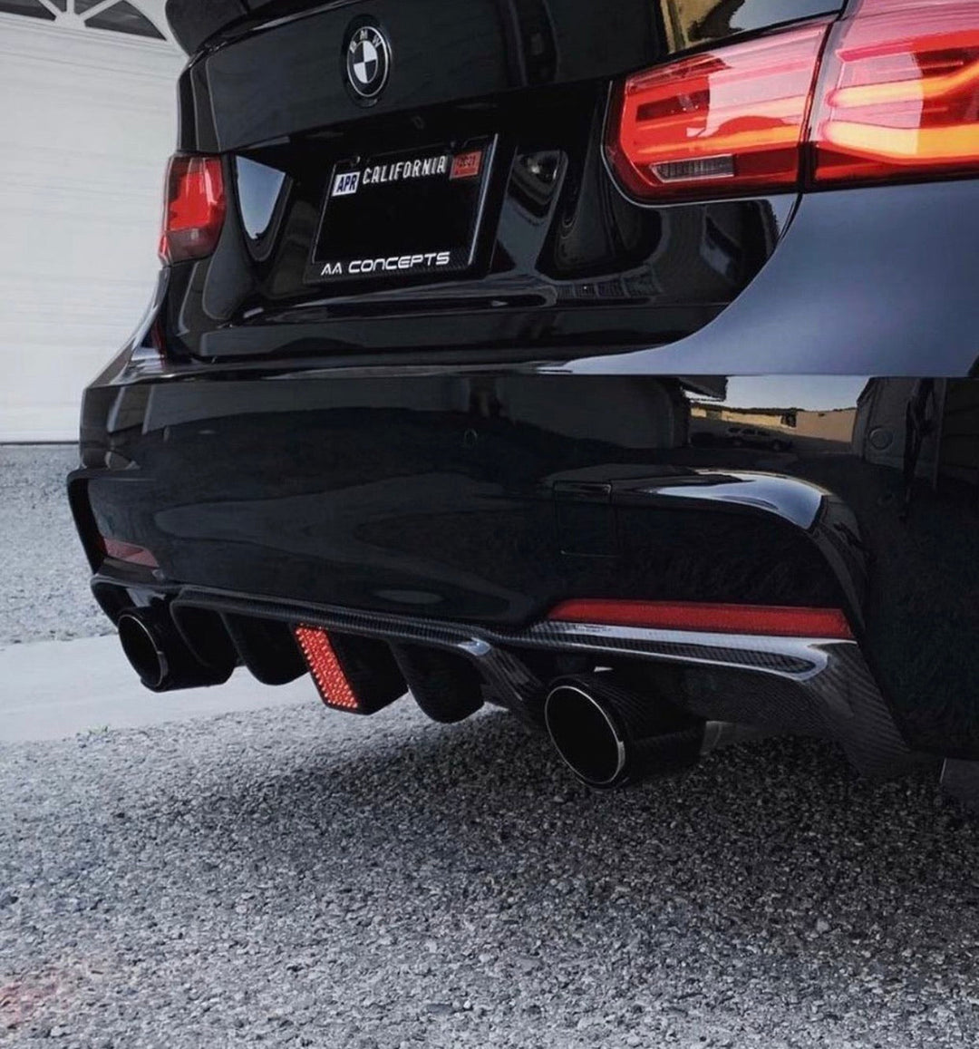 BMW F30 F31 3 Series Carbon Fibre Rear Diffuser with LED Light